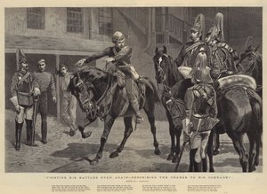 Fighting his Battles over again, describing the Charge to his Comrades
